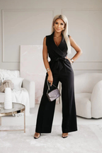 Women's Tailored Crepe Jumpsuit with Wrap Front