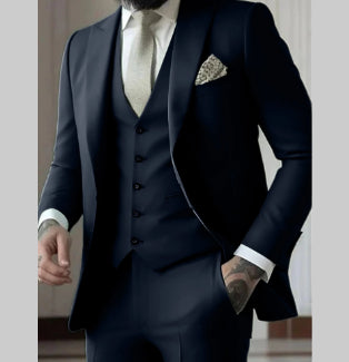 Men's Tailored Three-Piece Suit with Notch Lapel