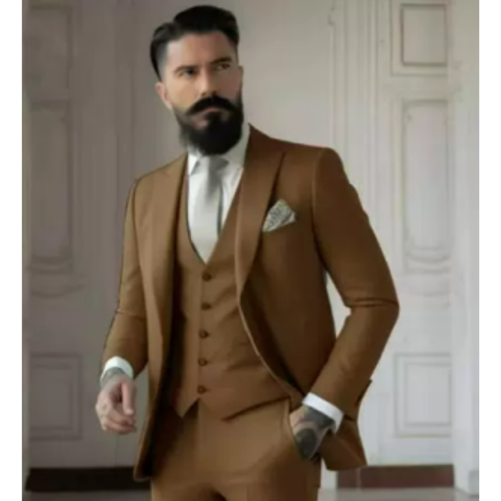 Men's Tailored Three-Piece Suit with Notch Lapel