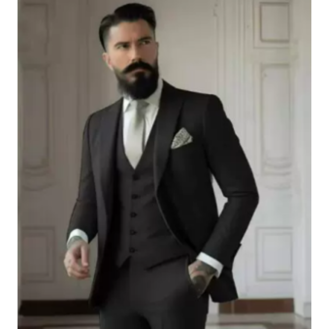 Men's Tailored Three-Piece Suit with Notch Lapel