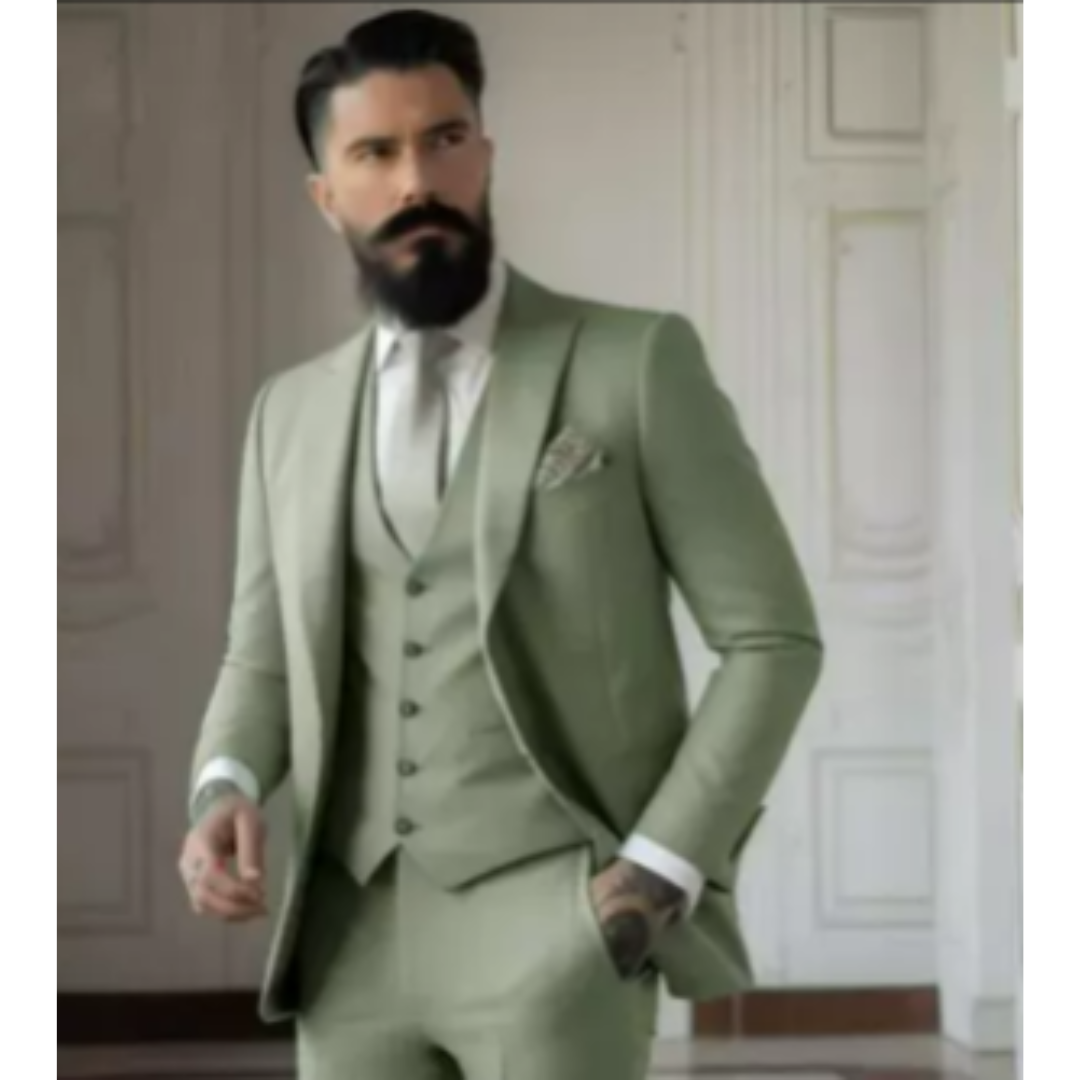 Men's Tailored Three-Piece Suit with Notch Lapel