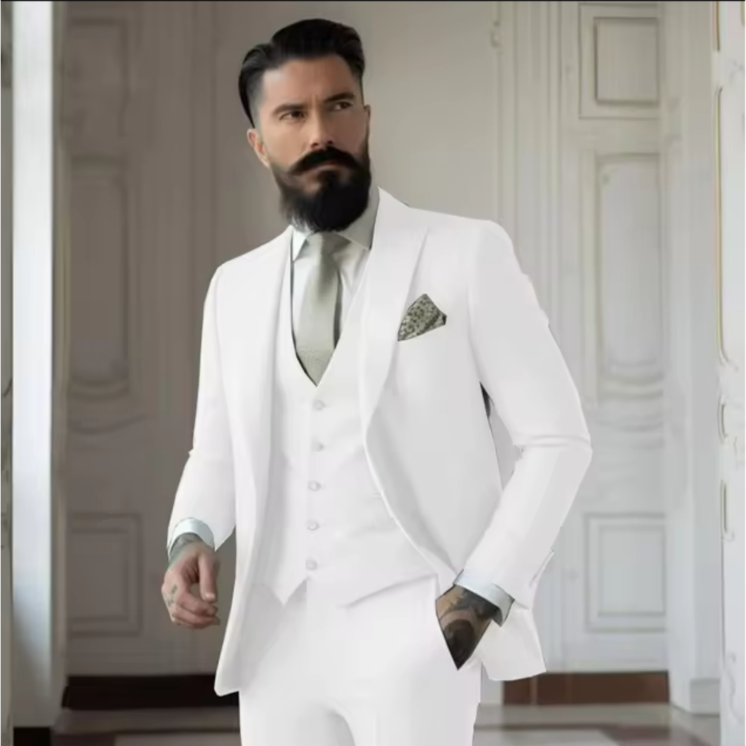 Men's Tailored Three-Piece Suit with Notch Lapel
