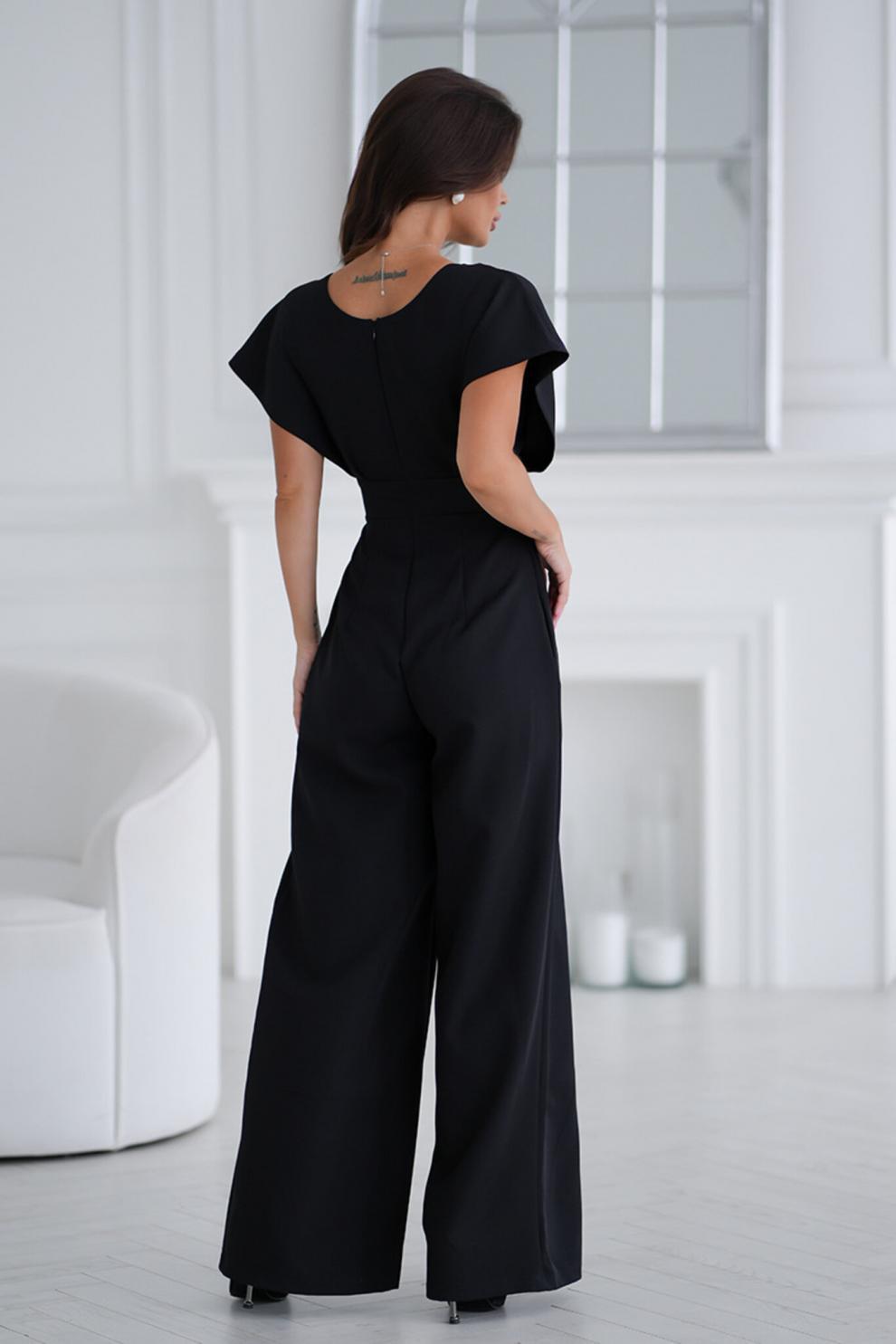 Women's Tailored Wide-Leg Jumpsuit with Puffed Sleeves