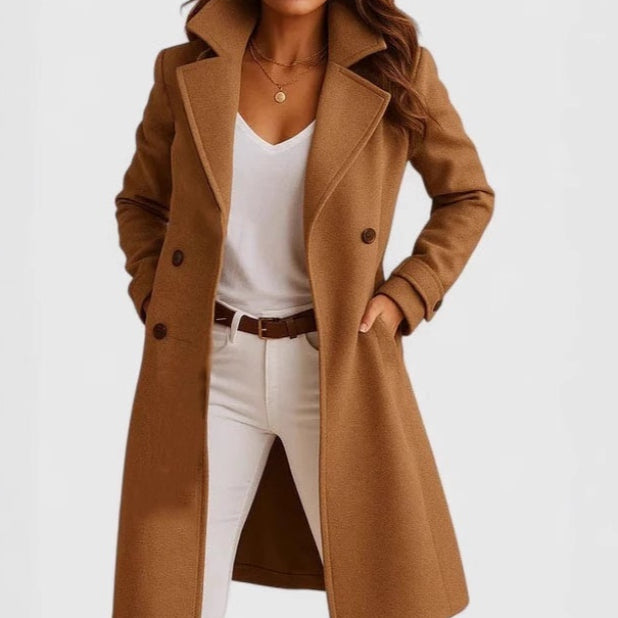 Women's Tailored Longline Coat with Notched Collar