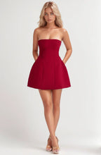 Red Strapless Bubble Hem Mini Dress