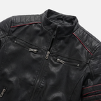 Men's Textured Biker Jacket with Stand Collar