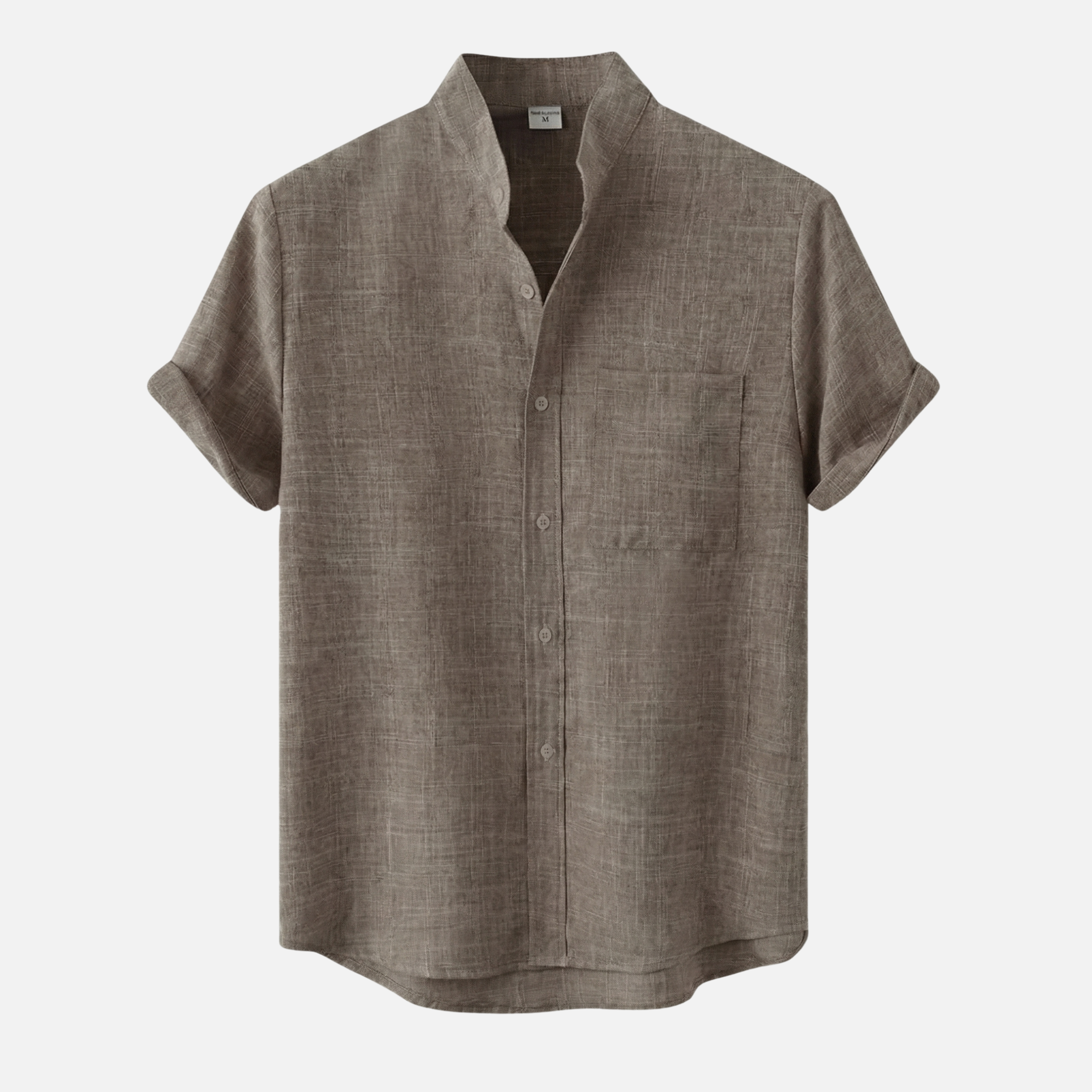 Men's Sage Green Textured Shirt with Mandarin Collar