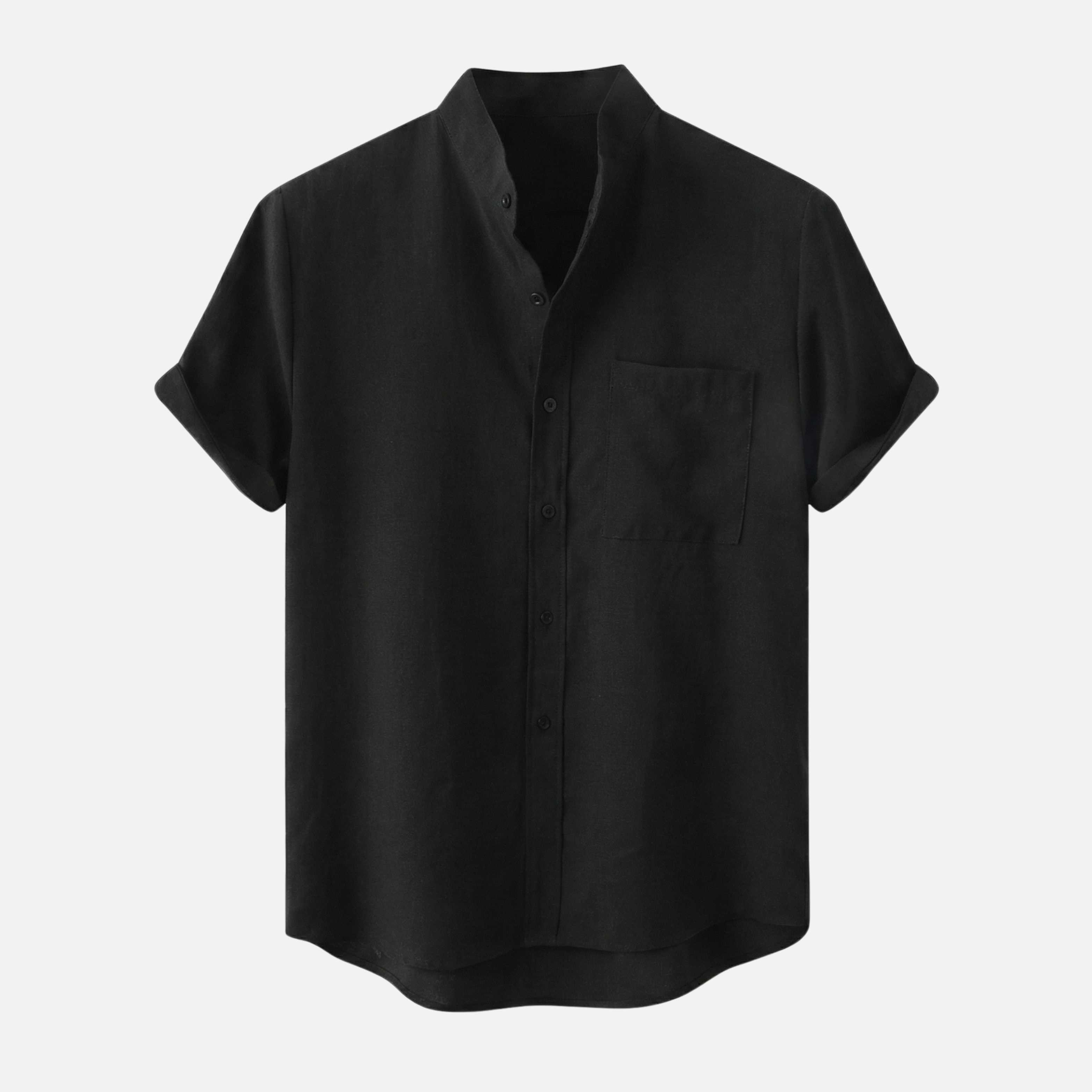 Men's Sage Green Textured Shirt with Mandarin Collar