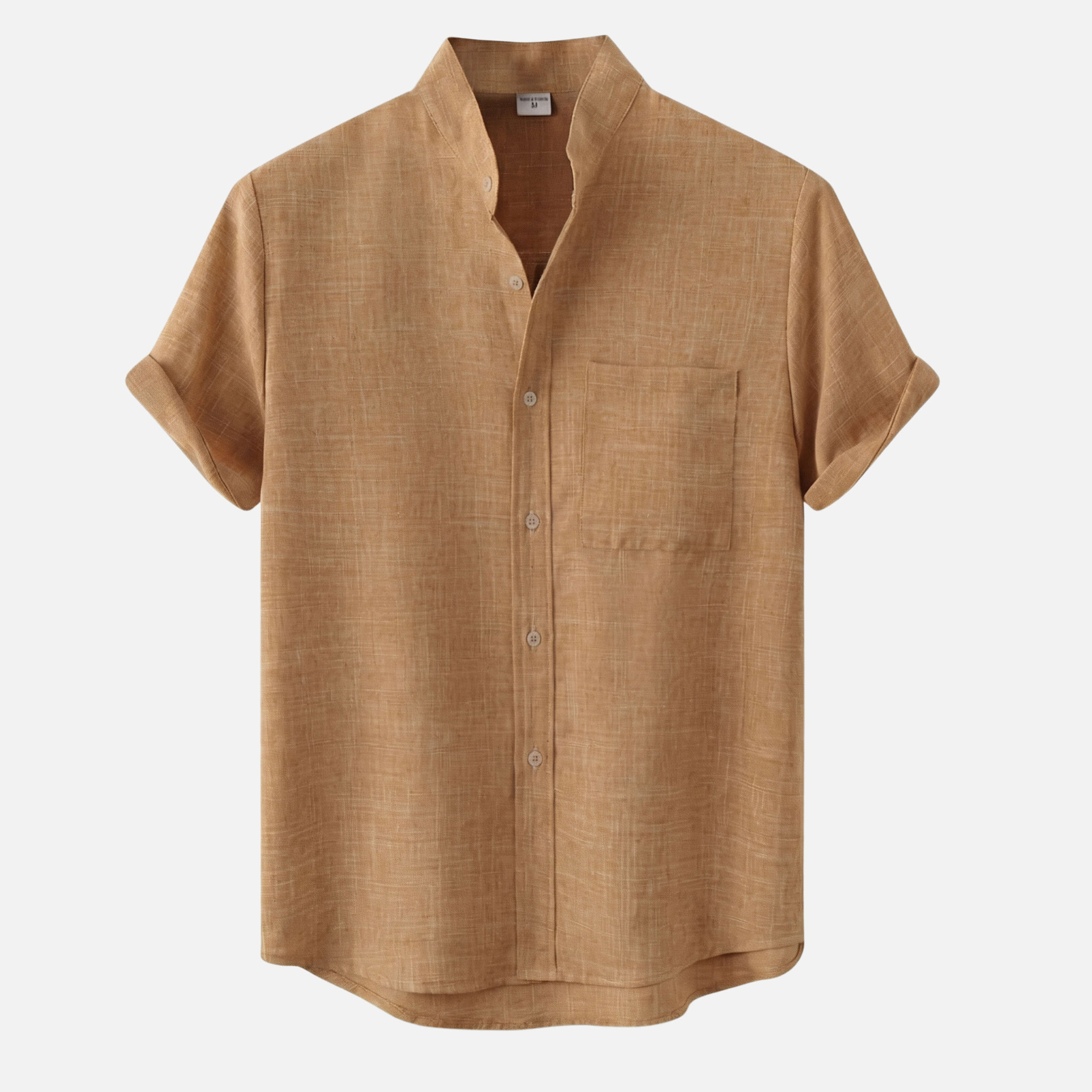 Men's Sage Green Textured Shirt with Mandarin Collar