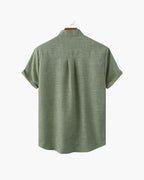 Men's Sage Green Textured Shirt with Mandarin Collar
