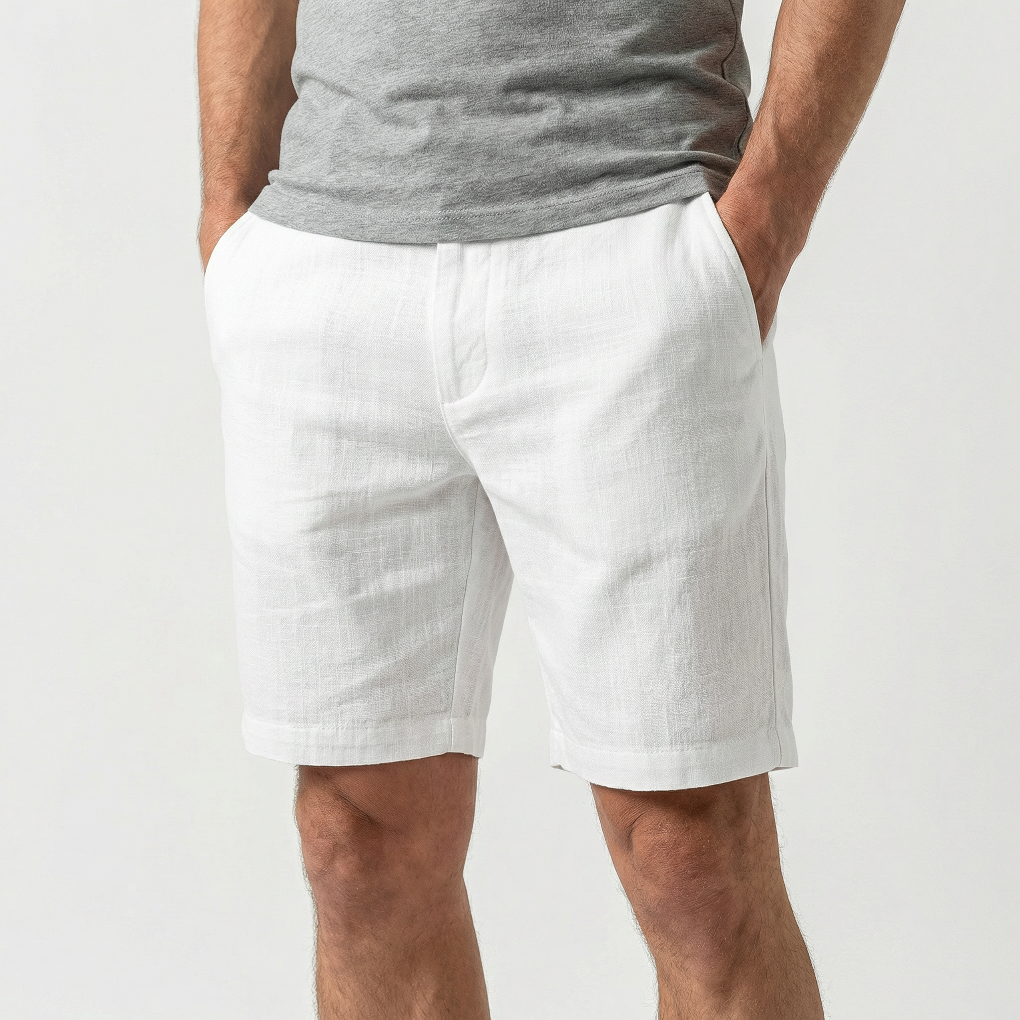 Men's Relaxed Cotton Shorts with Thigh Pockets
