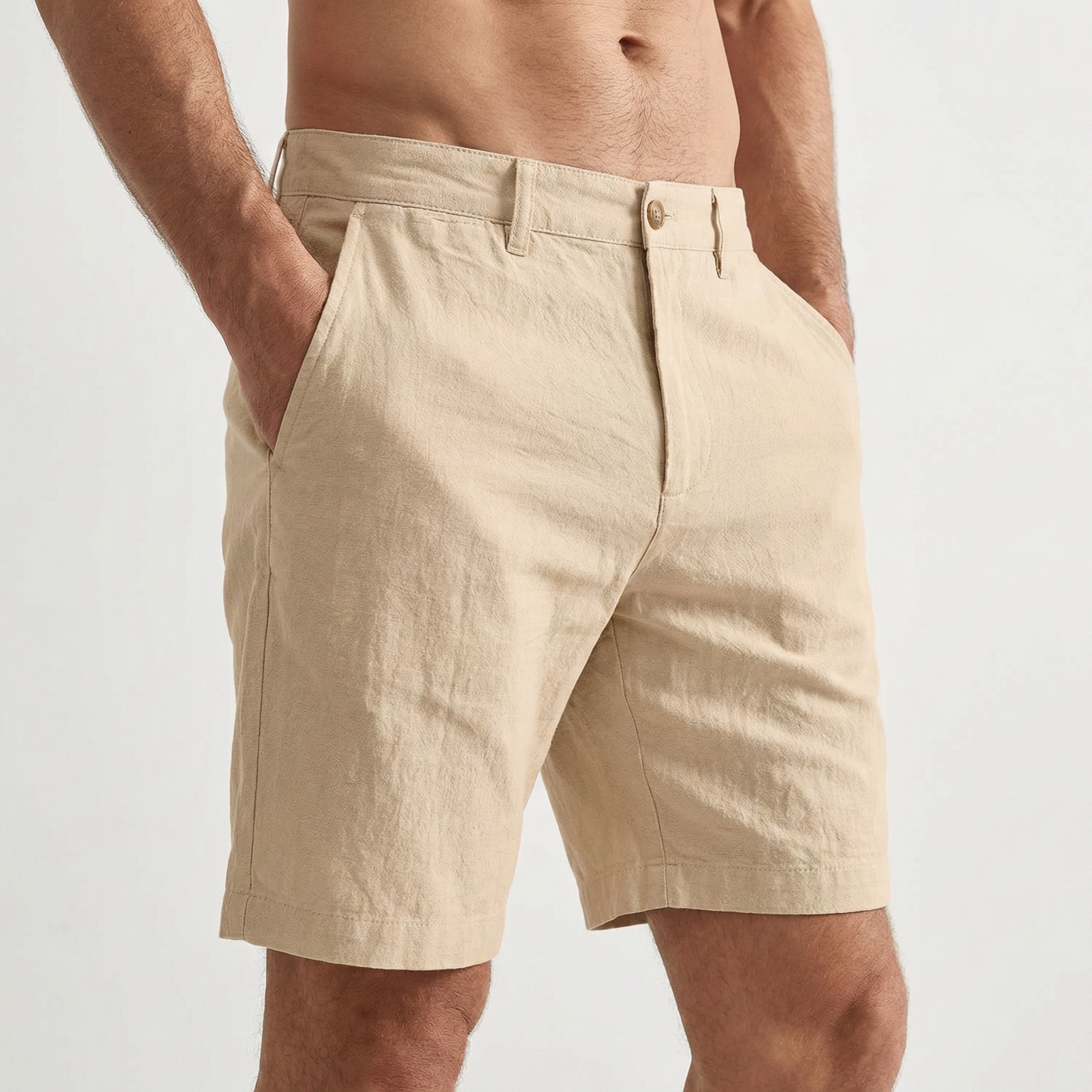 Men's Relaxed Cotton Shorts with Thigh Pockets