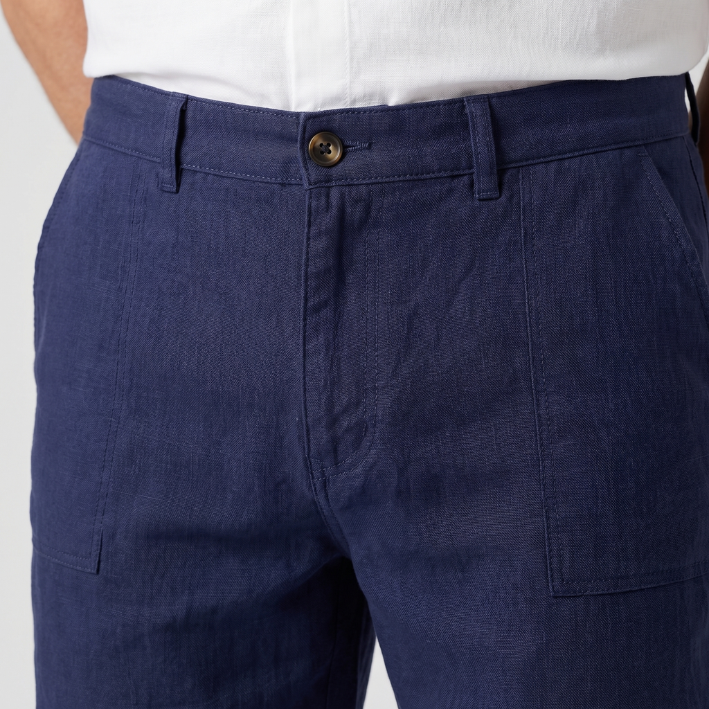 Men's Relaxed Cotton Shorts with Thigh Pockets