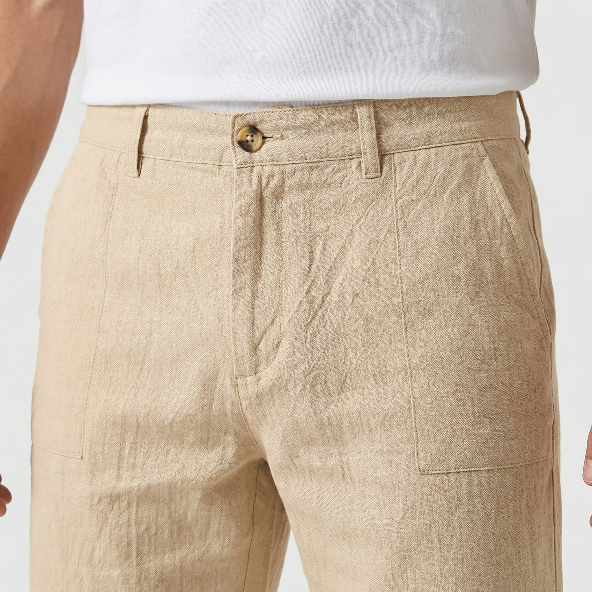 Men's Relaxed Cotton Shorts with Thigh Pockets