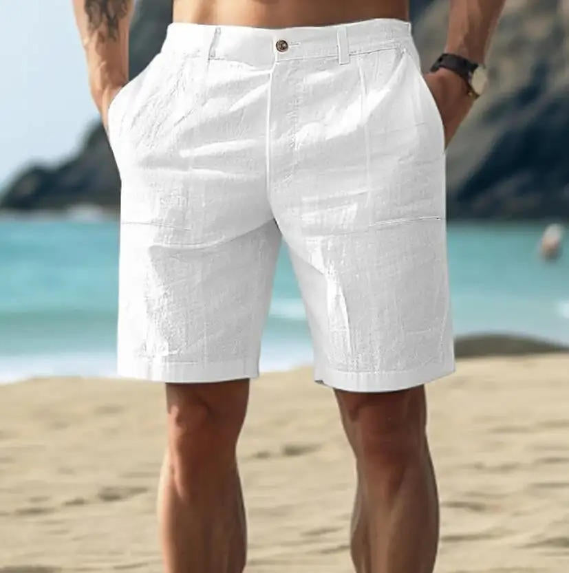 Men's Relaxed Cotton Shorts with Thigh Pockets