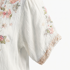 Women's Textured V-Neck Top with Embroidery and Sequins