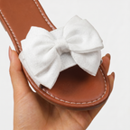 Women's Textured Fabric Sandals with Bow Detail