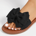 Women's Textured Fabric Sandals with Bow Detail