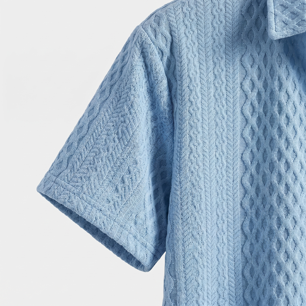 Men's Relaxed Knit Shirt and Shorts Set with Drawstring Waist