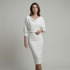 Women's Textured Knit Midi Dress with Batwing Sleeves