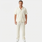 Men's Textured Resort Set with Wide-Leg Trousers