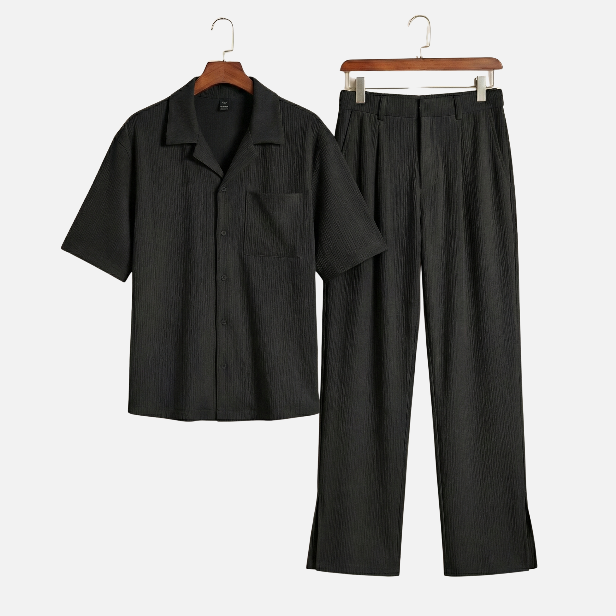 Men's Textured Resort Set with Wide-Leg Trousers