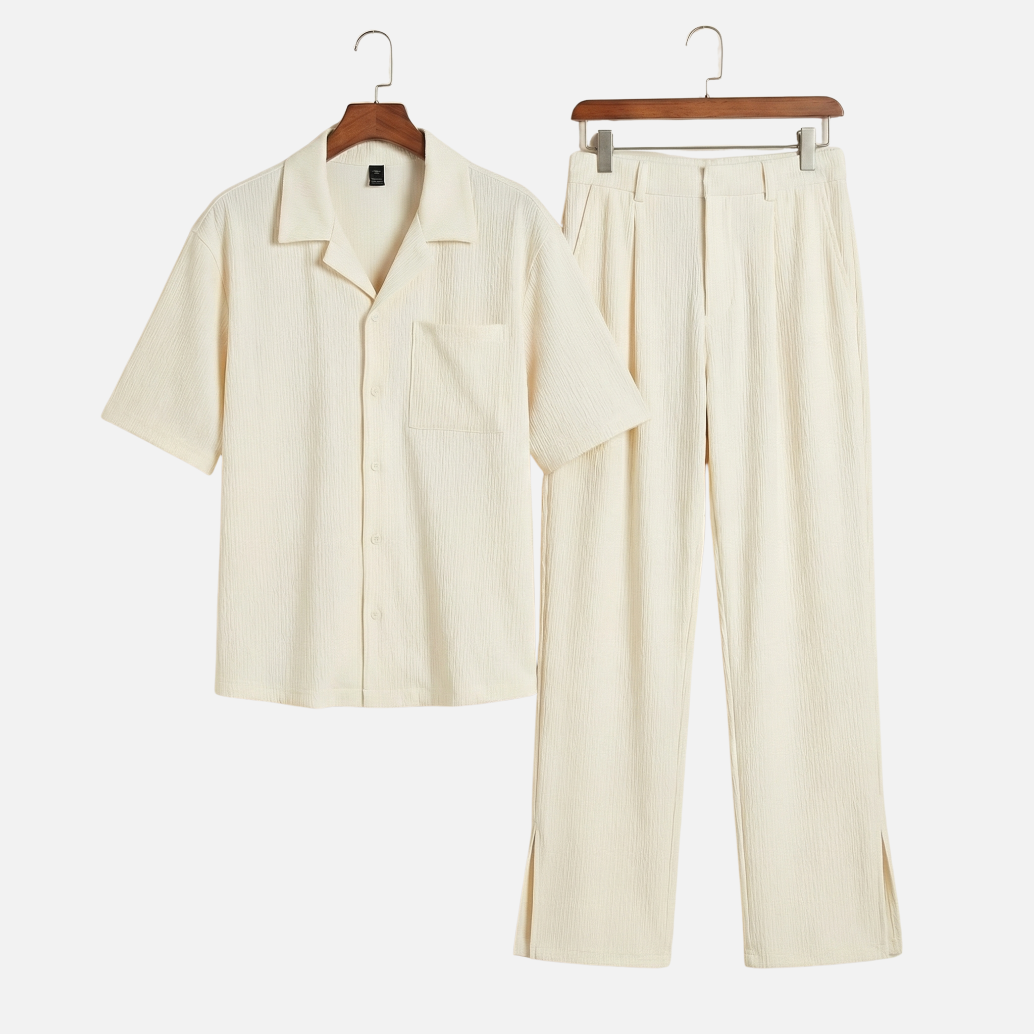 Men's Textured Resort Set with Wide-Leg Trousers