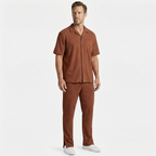 Men's Textured Resort Set with Wide-Leg Trousers