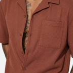 Men's Textured Resort Set with Wide-Leg Trousers