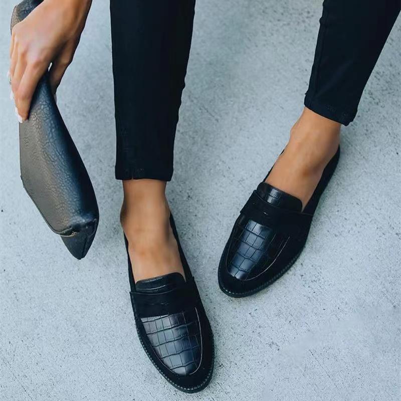 Women's Textured Slip-On Loafers with Low Block Heel