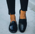 Women's Textured Slip-On Loafers with Low Block Heel