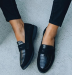 Women's Textured Slip-On Loafers with Low Block Heel
