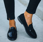 Women's Textured Slip-On Loafers with Low Block Heel