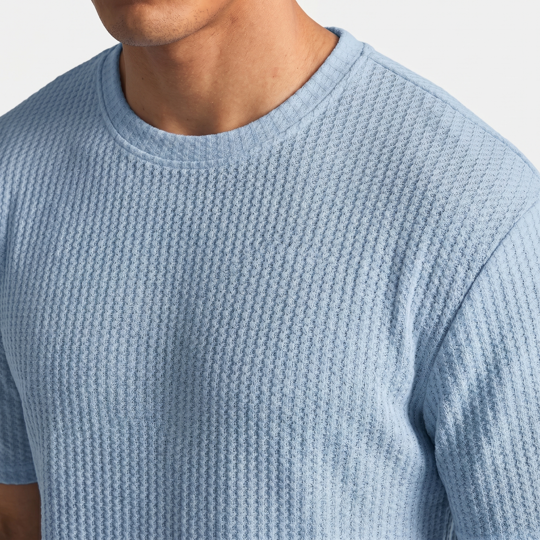 Men's Waffle Knit T-Shirt with Crew Neck