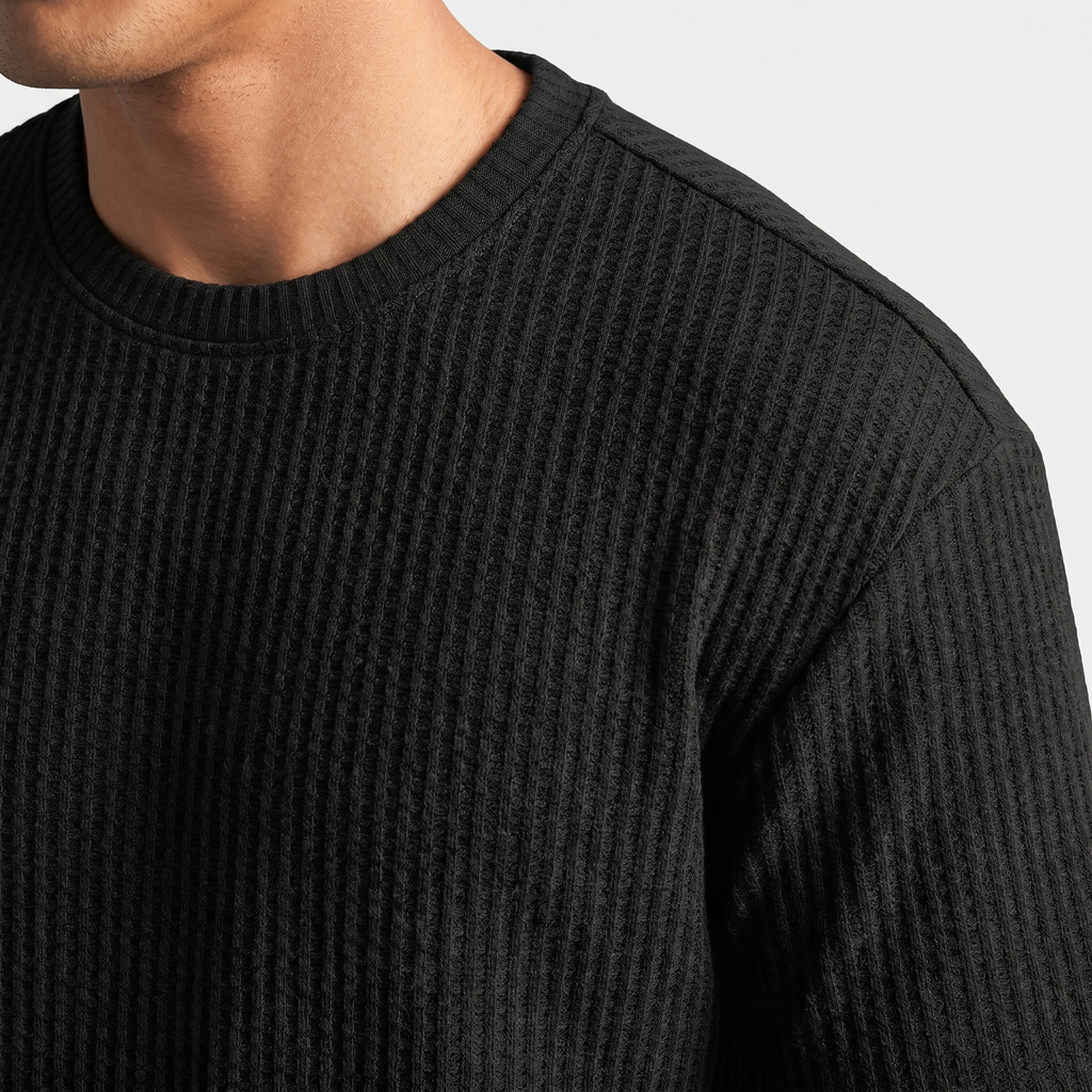Men's Waffle Knit T-Shirt with Crew Neck