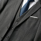 Men's Three-Piece Woven Suit with Notched Lapel