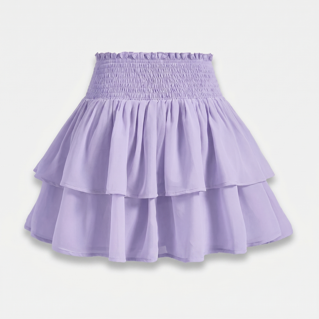 Women's Tiered Chiffon Mini Skirt with Ruffle Hem
