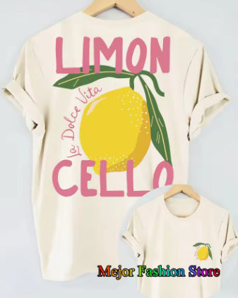 Women's Cotton T-Shirt with Summer Graphic Print
