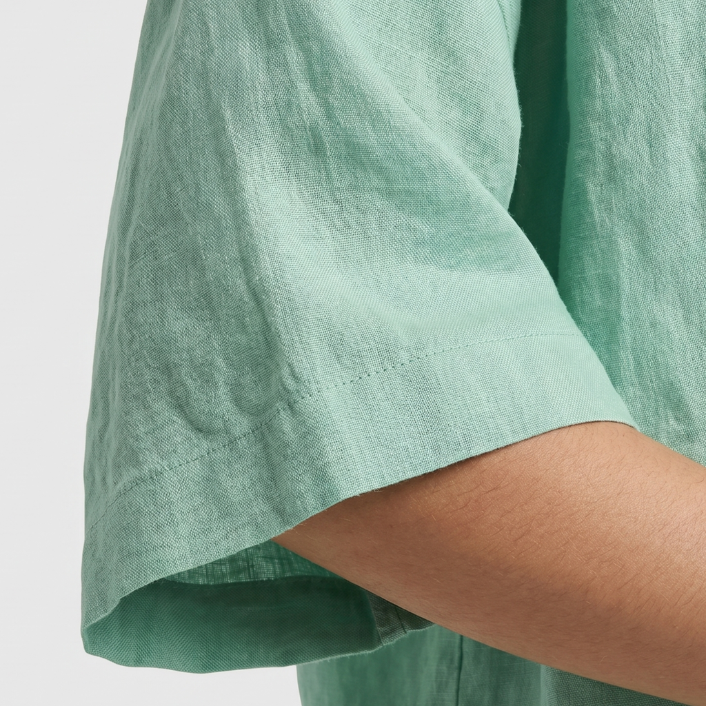 Women's Linen Lounge Set with Collared Shirt and Elasticated Shorts