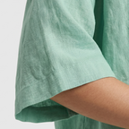 Women's Linen Lounge Set with Collared Shirt and Elasticated Shorts