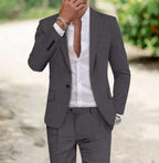Men's Textured Two-Piece Suit with Notched Lapels