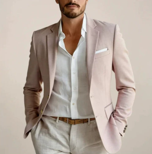 Men's Textured Two-Piece Suit with Notched Lapels