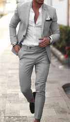 Men's Textured Two-Piece Suit with Notched Lapels