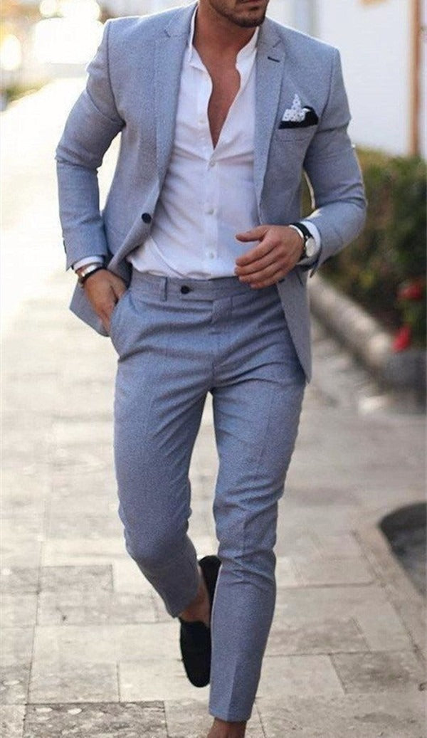 Men's Textured Two-Piece Suit with Notched Lapels