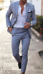 Men's Textured Two-Piece Suit with Notched Lapels