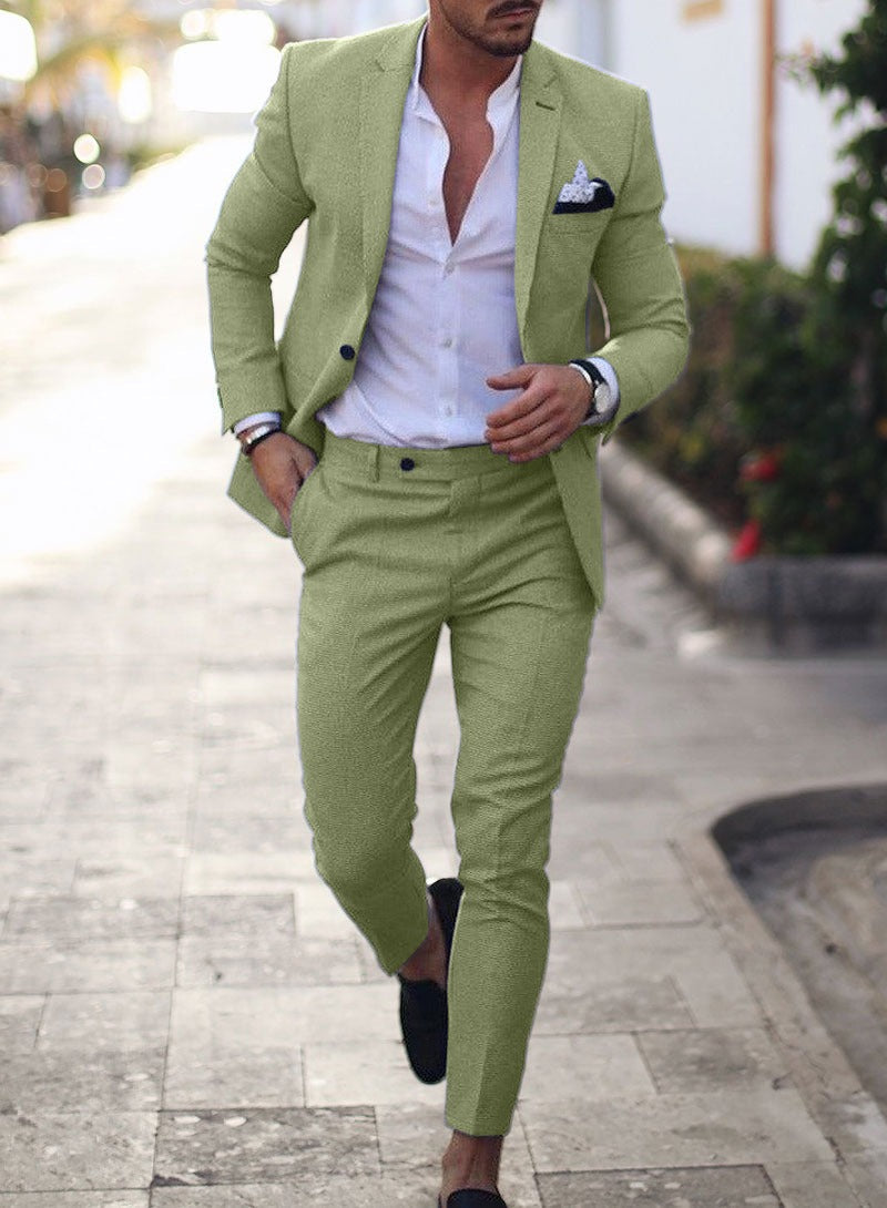 Men's Textured Two-Piece Suit with Notched Lapels