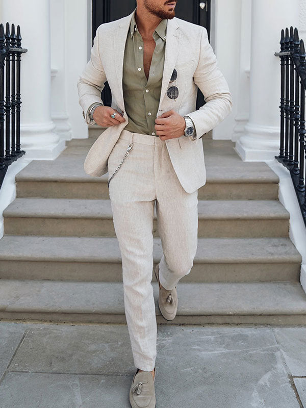 Men's Textured Two-Piece Suit with Notched Lapels