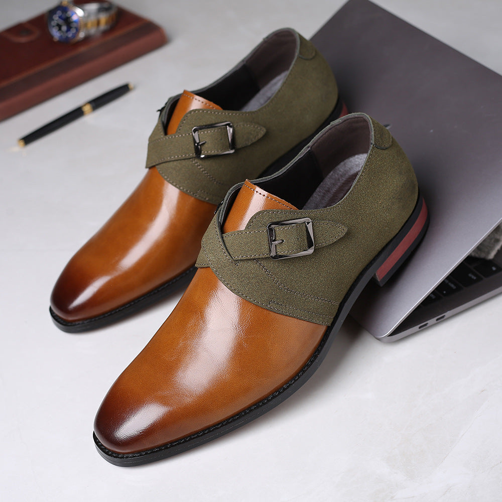 Men's Two-Tone Monk Strap Shoes with Buckle