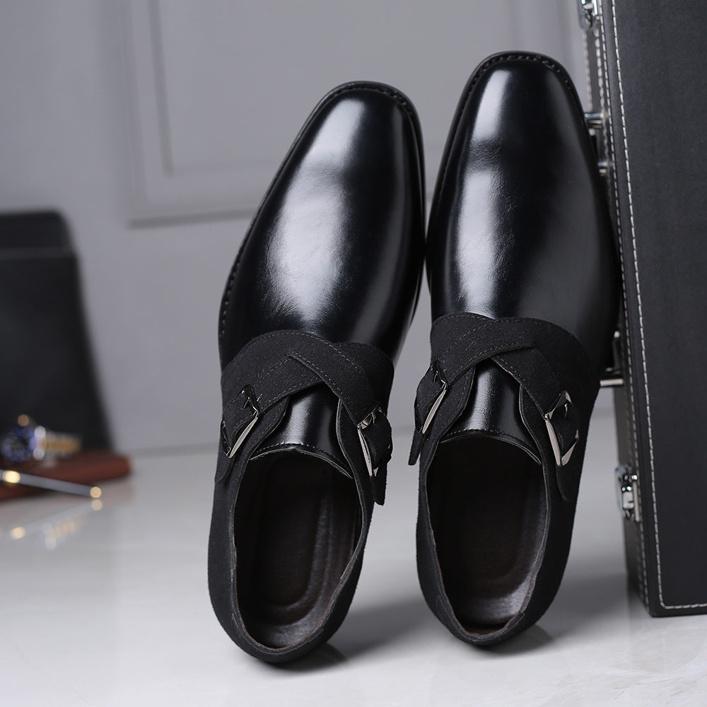 Men's Two-Tone Monk Strap Shoes with Buckle
