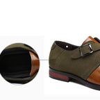 Men's Two-Tone Monk Strap Shoes with Buckle